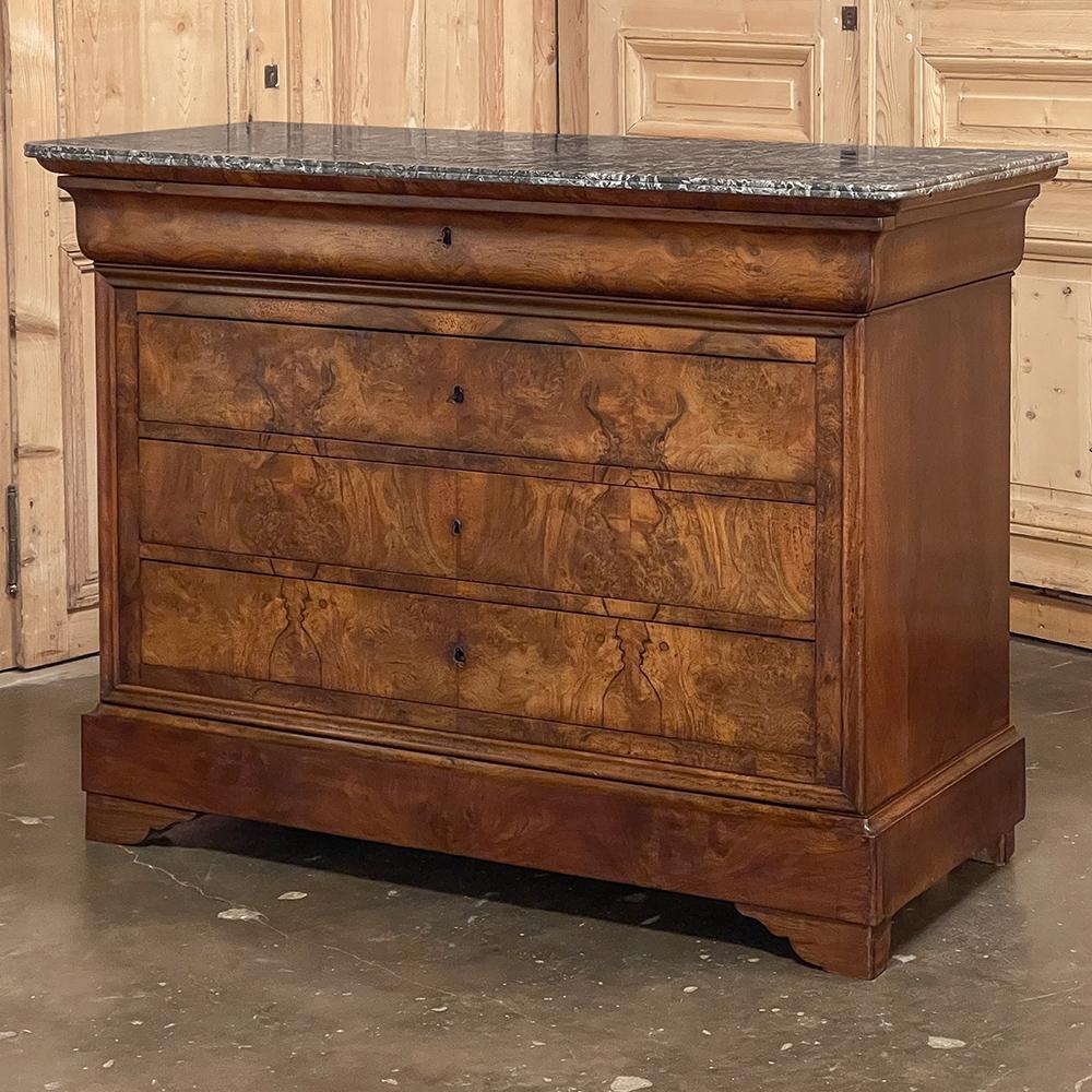 19th Century French Louis Philippe Period Marble Top Commode In Good Condition In Dallas, TX