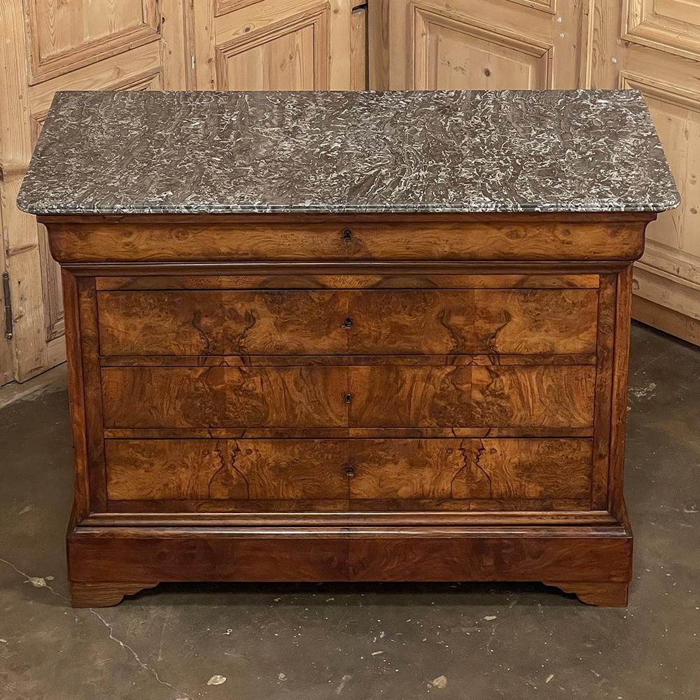 Mid-19th Century 19th Century French Louis Philippe Period Marble Top Commode