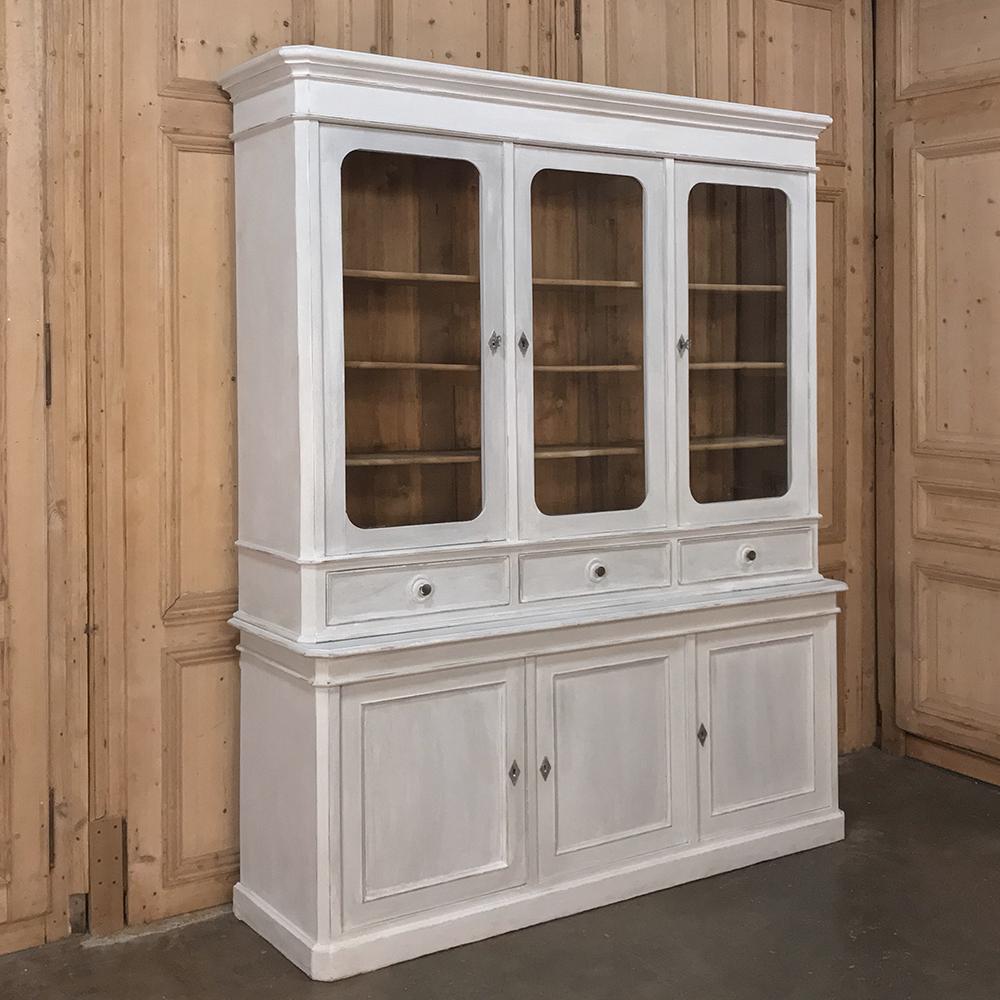 Hand-Crafted 19th Century French Louis Philippe Period Painted Triple Bookcase