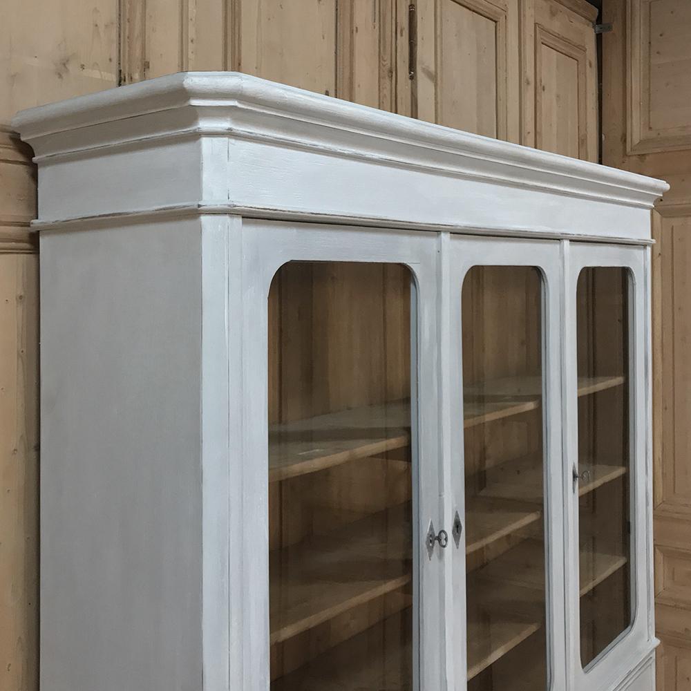 19th Century French Louis Philippe Period Painted Triple Bookcase 1