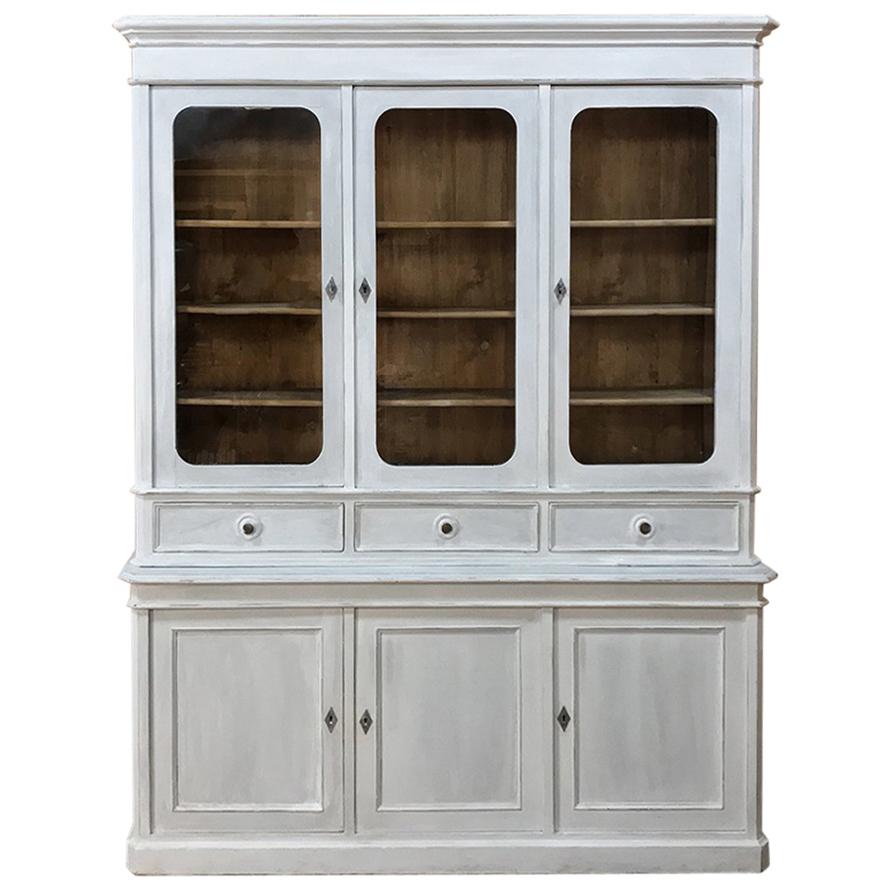 19th Century French Louis Philippe Period Painted Triple Bookcase