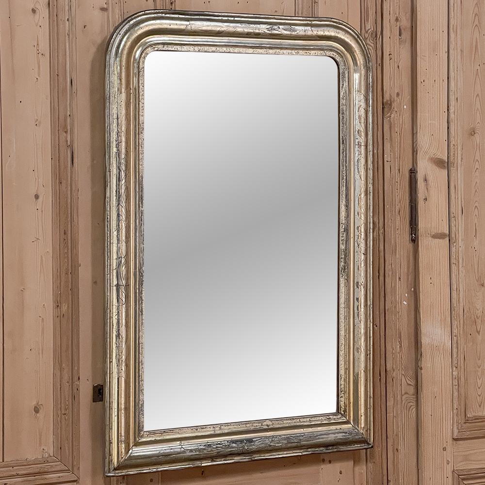 19th century French Louis Philippe Period Silvered Mirror is one of the most popular designs we've carried in over three decades in the business. With a tailored, yet elegant look, this style works with just about any decor. Here we have an example