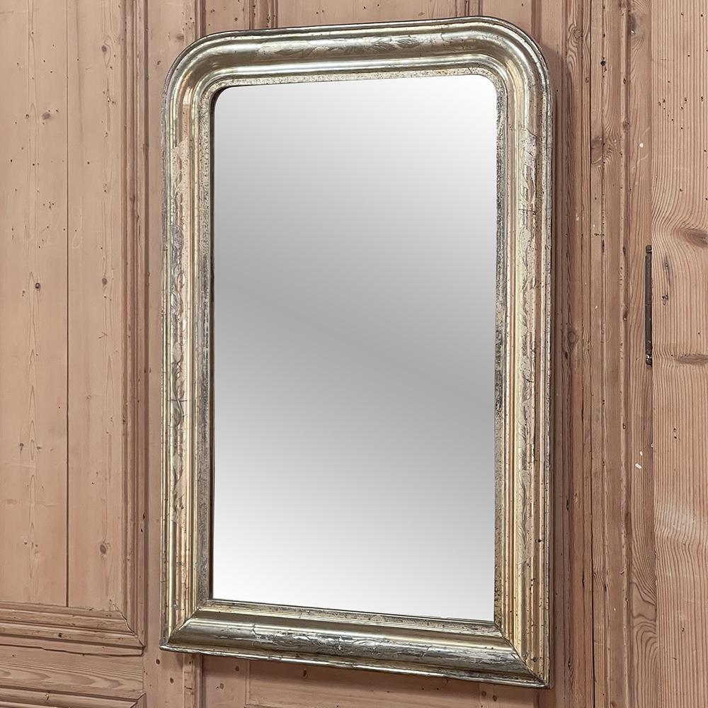 19th Century French Louis Philippe Period Silvered Mirror In Good Condition In Dallas, TX