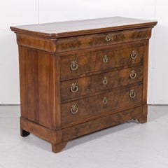 19th Century French Louis Philippe Period Walnut and Bookmatched Burl Commode