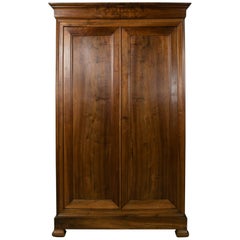 Antique 19th Century French Louis Philippe Period Walnut Armoire