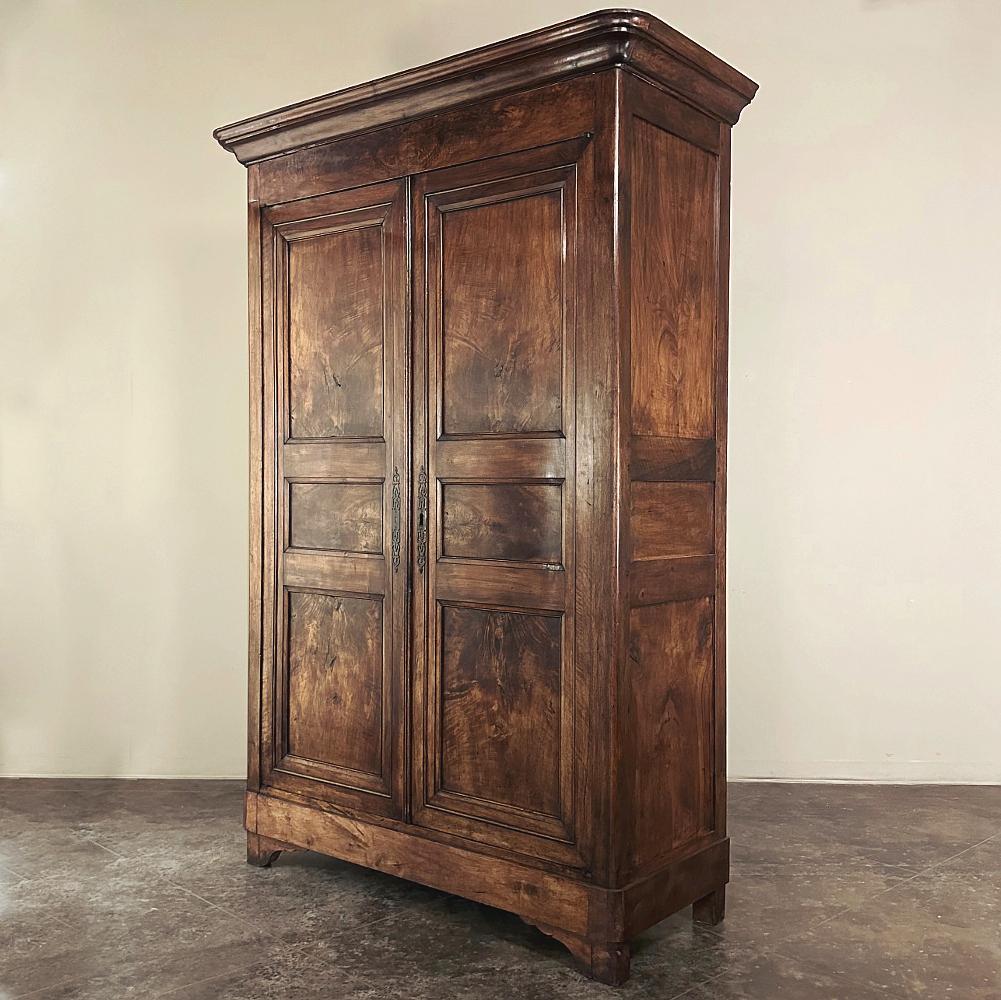 Hand-Crafted 19th Century French Louis Philippe Period Walnut Armoire For Sale