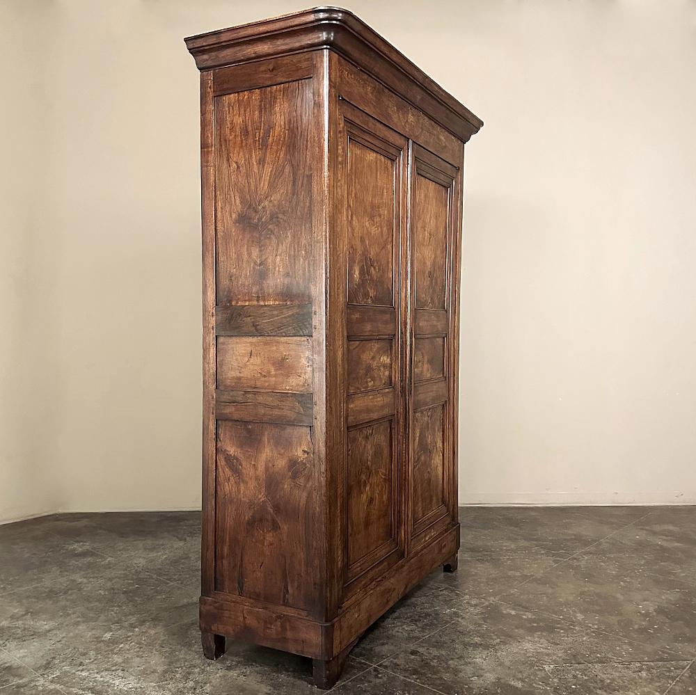 Steel 19th Century French Louis Philippe Period Walnut Armoire For Sale