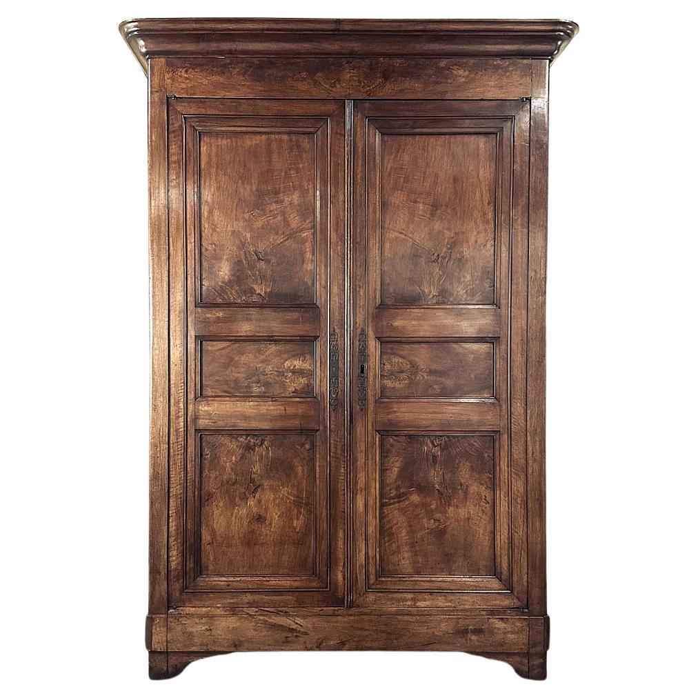 19th Century French Louis Philippe Period Walnut Armoire For Sale