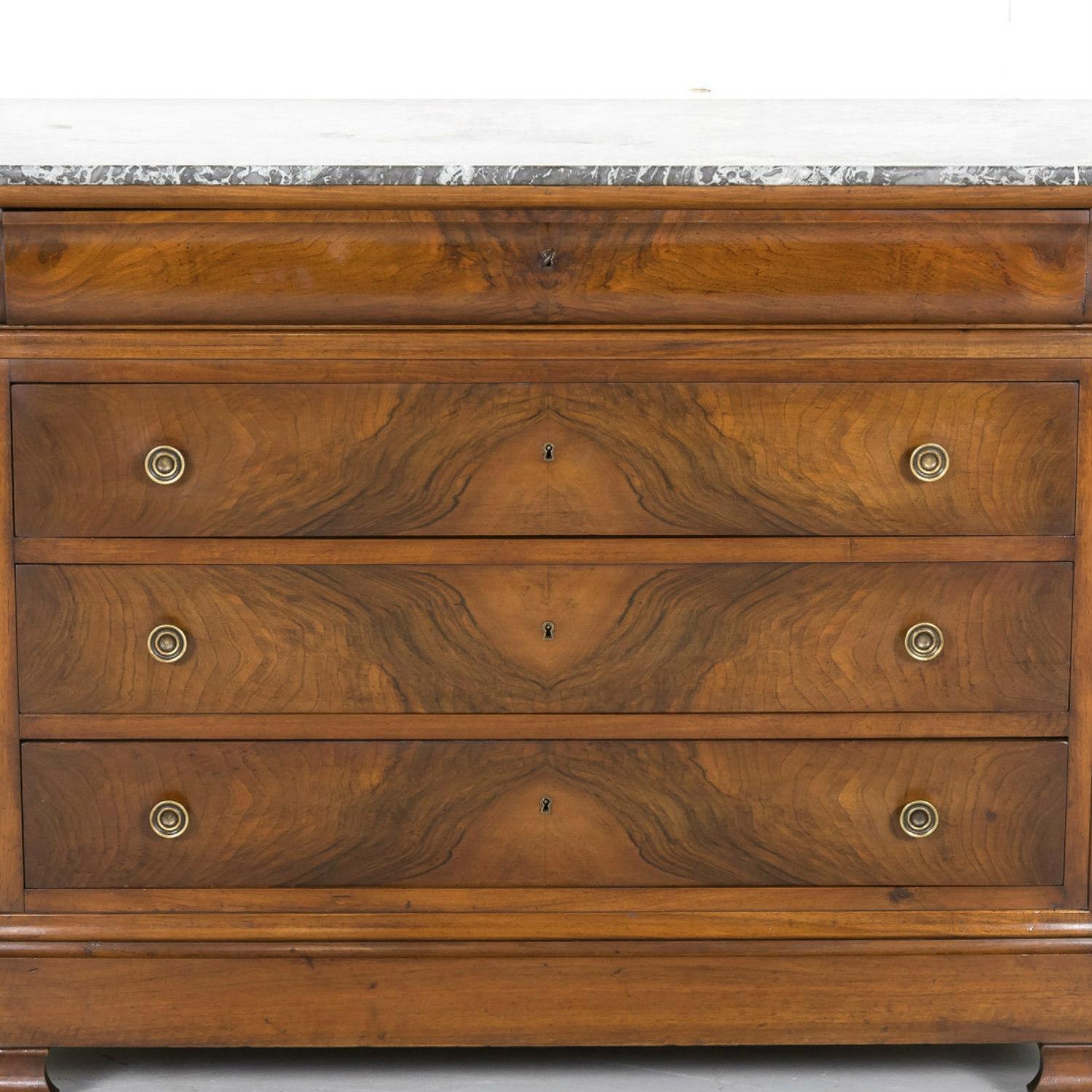 19th Century French Louis Philippe Period Walnut Commode with Bookmatched Front 4