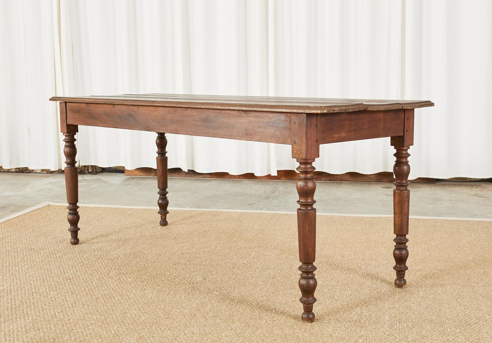 Hand-Crafted 19th Century French Louis Philippe Pine Farmhouse Table