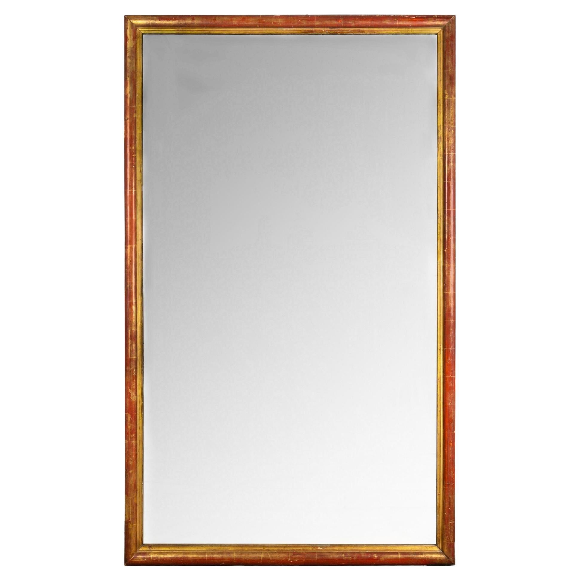 19th Century French Louis Philippe Rectangular Wall Mirror, 64” H For Sale