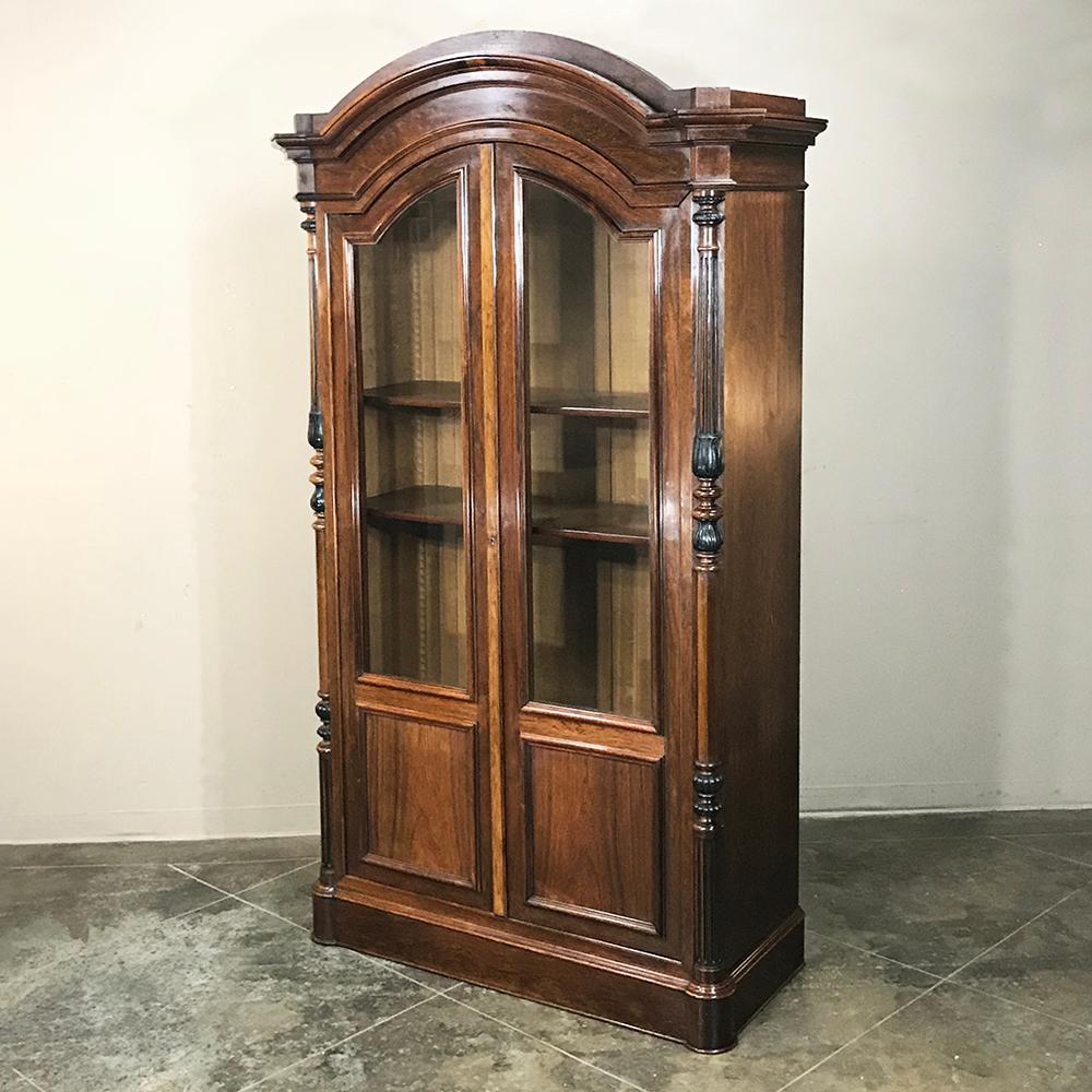 Hand-Crafted 19th Century French Louis Philippe Rosewood Bookcase For Sale