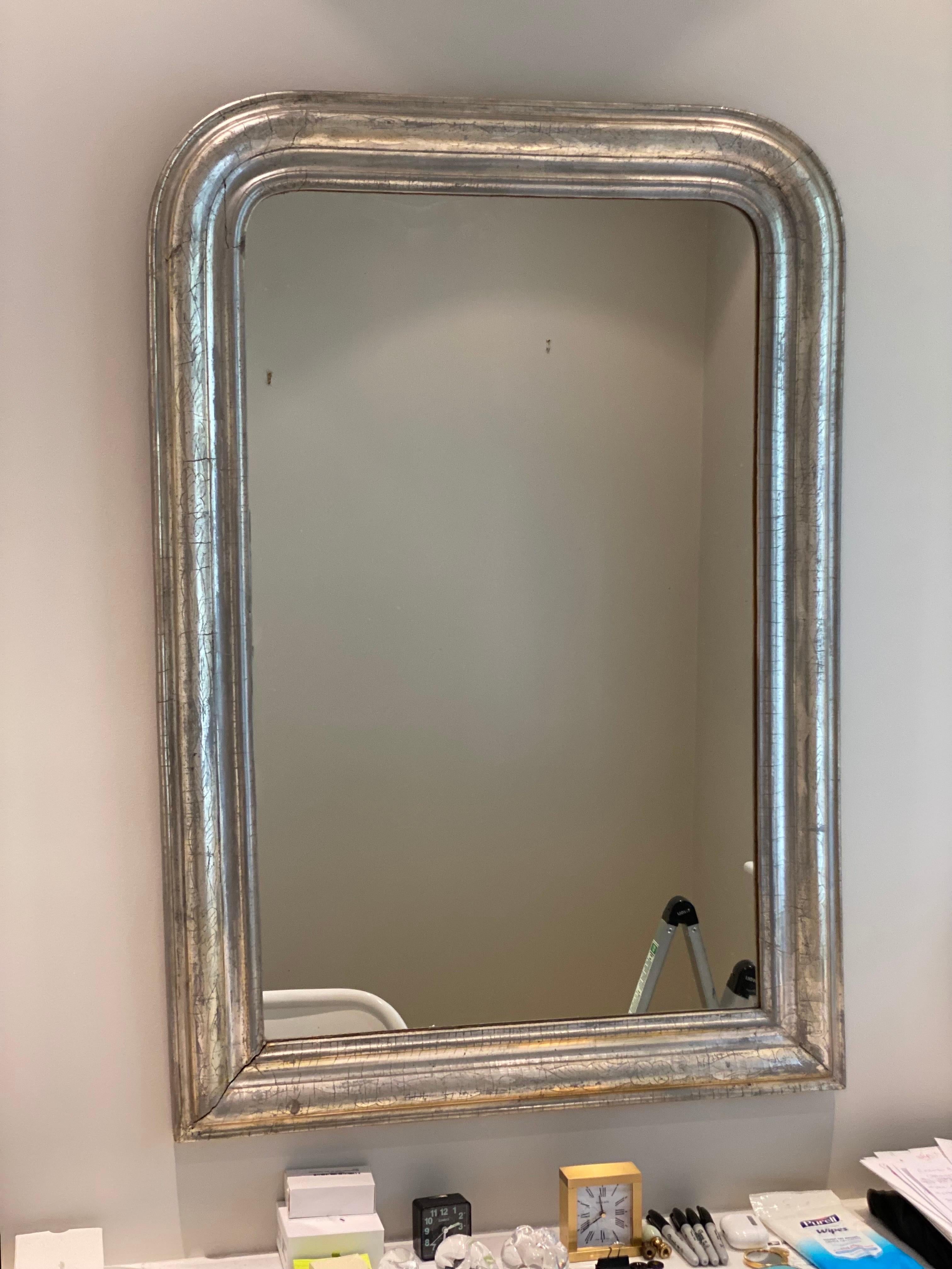 19th Century French Louis Philippe Silver Gilt Mirror 1
