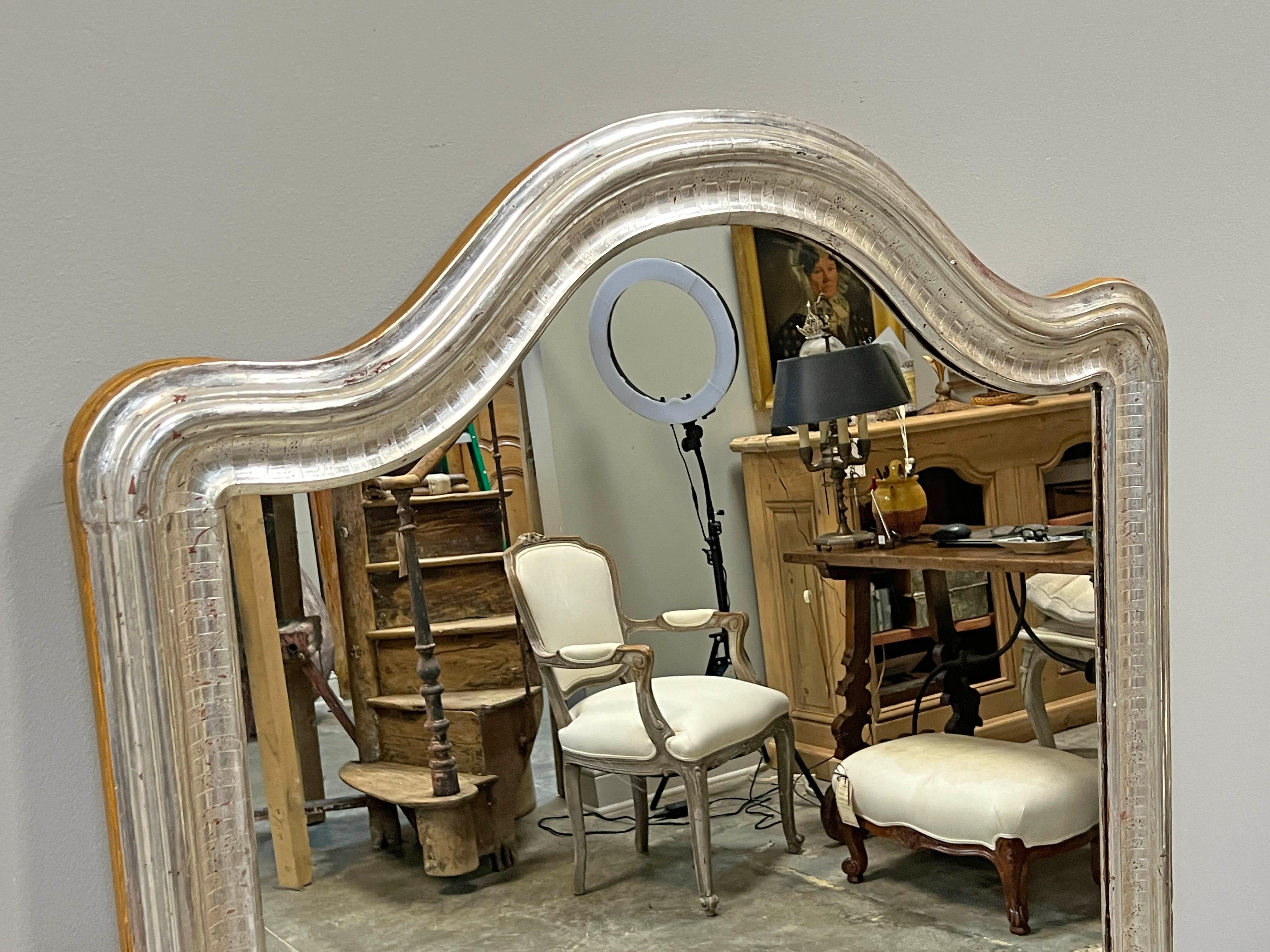 19th Century French Louis Philippe Silver Gilt Mirror In Good Condition In Houston, US