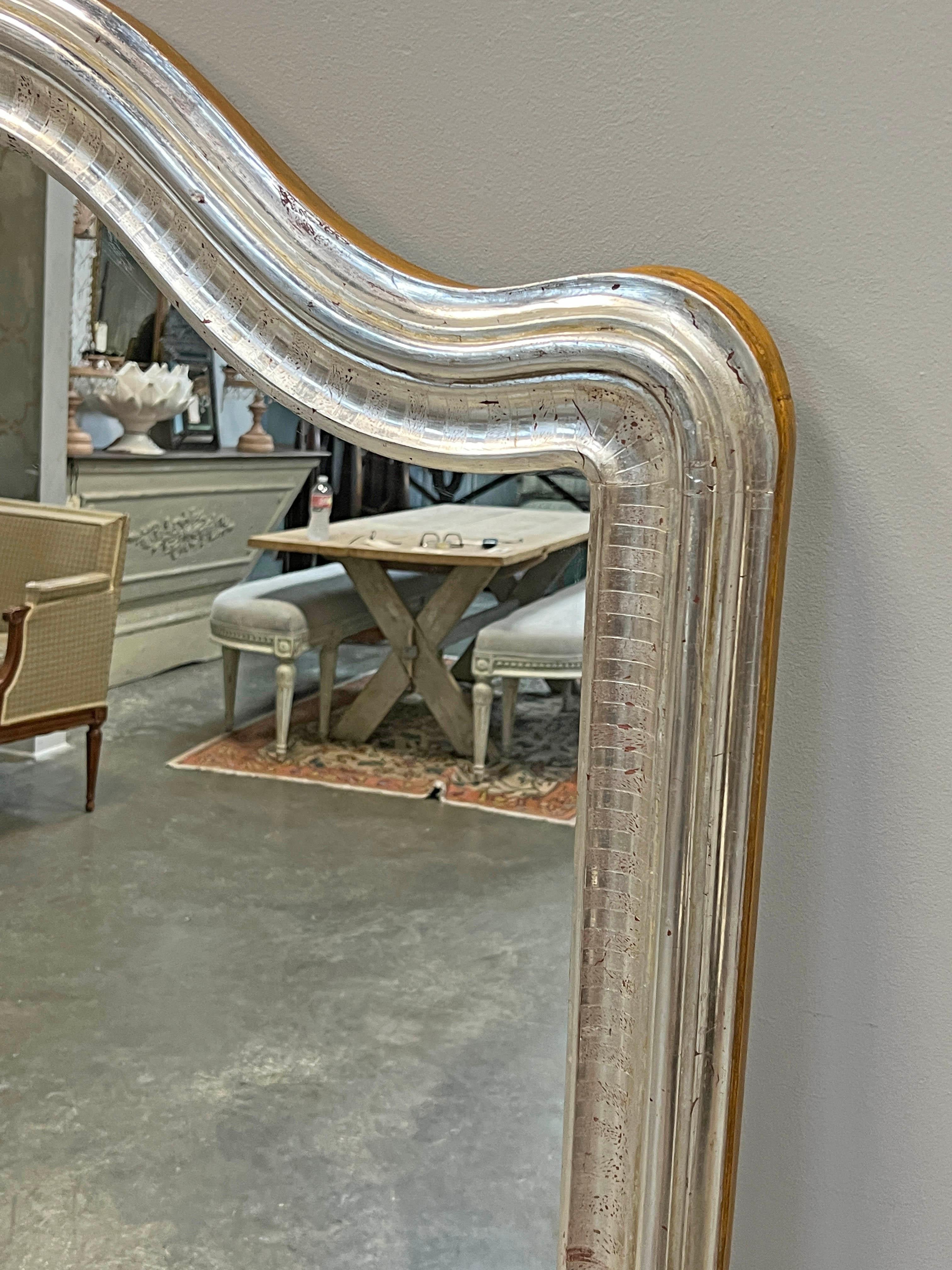 Silver Leaf 19th Century French Louis Philippe Silver Gilt Mirror
