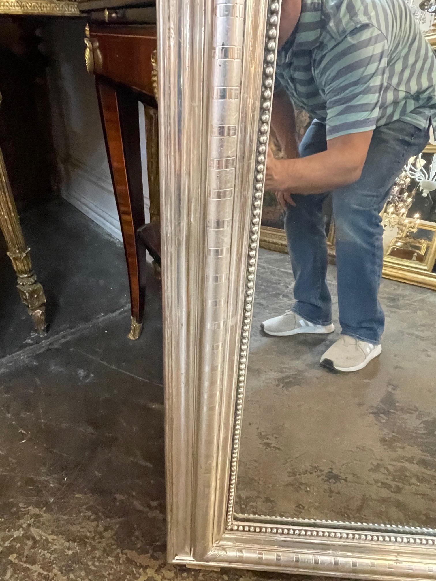 19th Century French Louis Philippe Silver Leaf Arch Top Mirror 1