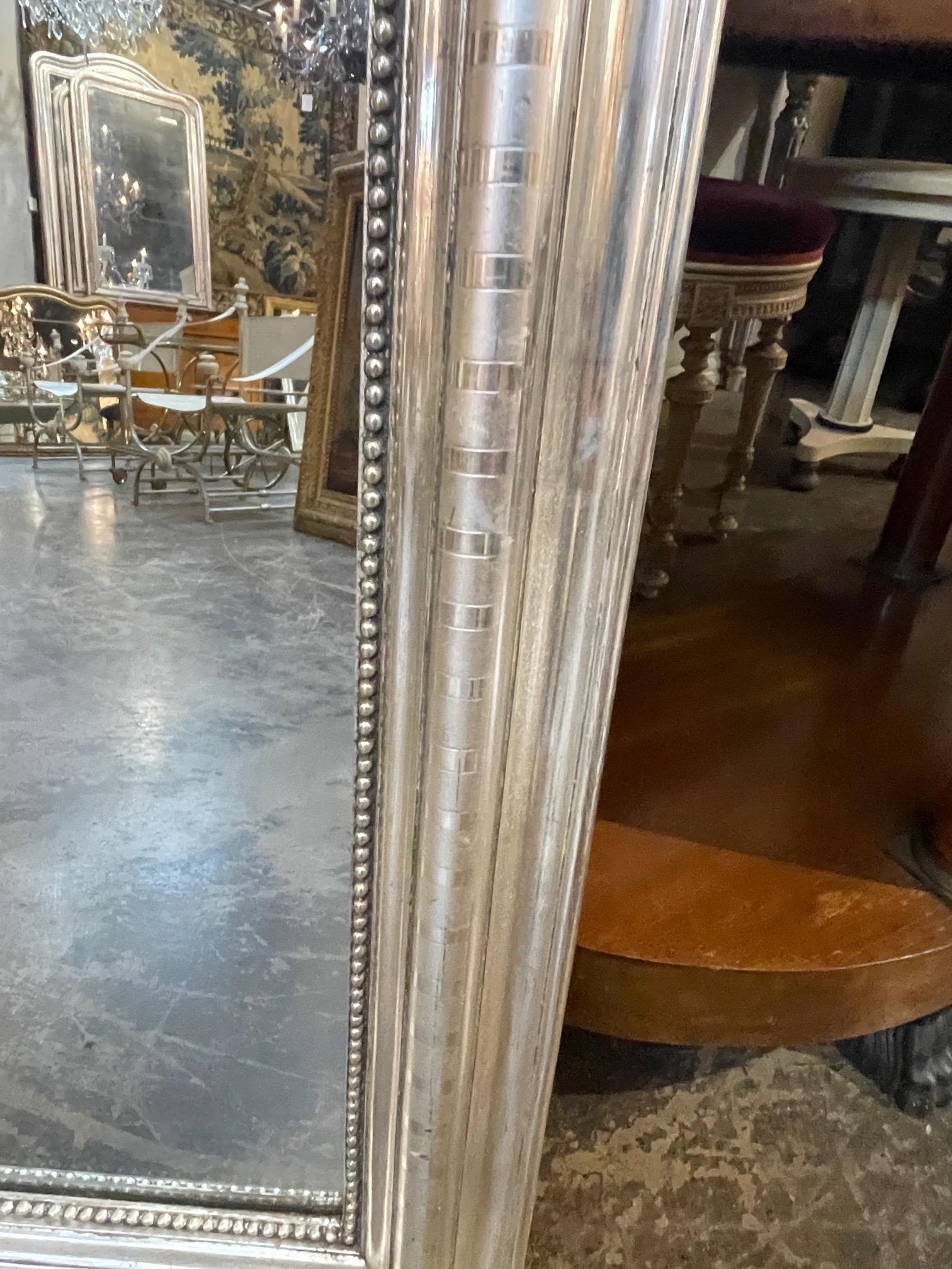 19th Century French Louis Philippe Silver Leaf Arch Top Mirror 2