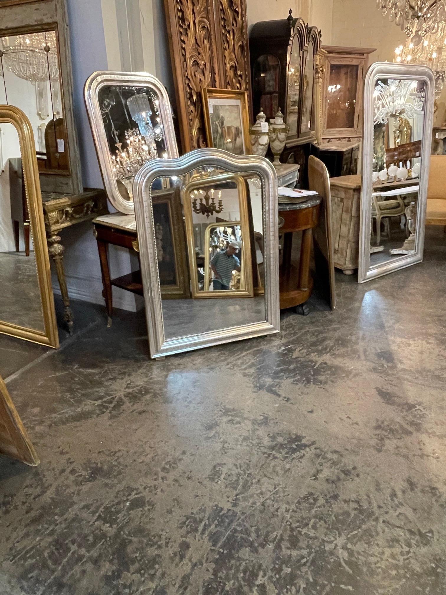 19th Century French Louis Philippe Silver Leaf Arch Top Mirror 3