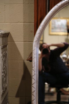 19th Century French Louis Philippe Silver Leaf Cathedral Wall Mirror