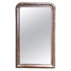 Espejo de pared francés Louis Philippe del siglo XIX, de cristal de mercurio y hoja de plata