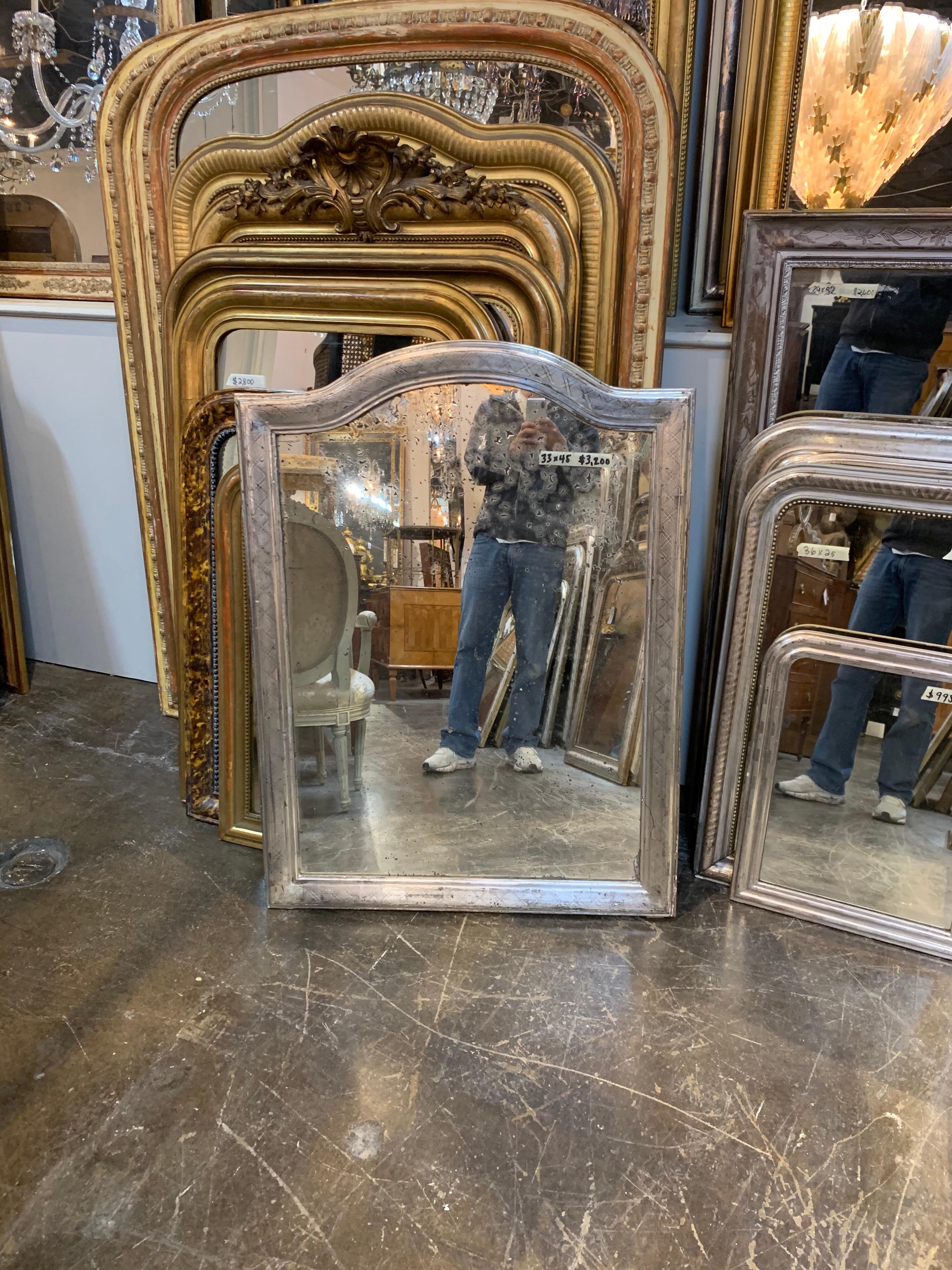 19th Century French Louis Philippe Silver Leaf Mirror 4