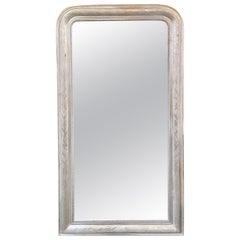 19th Century French Louis Philippe Silver Leaf Mirror