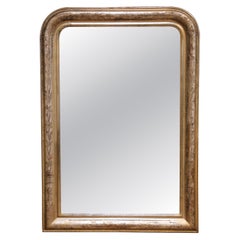 Specchio in foglia d'argento Louis Philippe del XIX secolo con accenti dorati