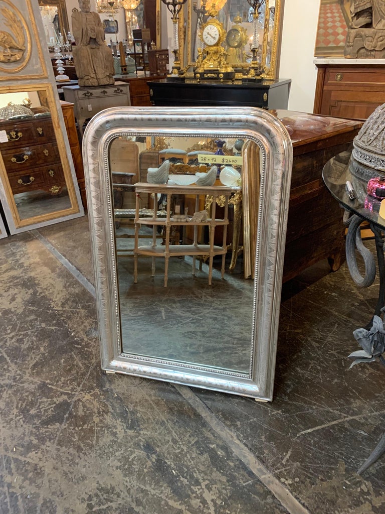19th Century French Louis Philippe Silver Mirror For Sale at 1stDibs