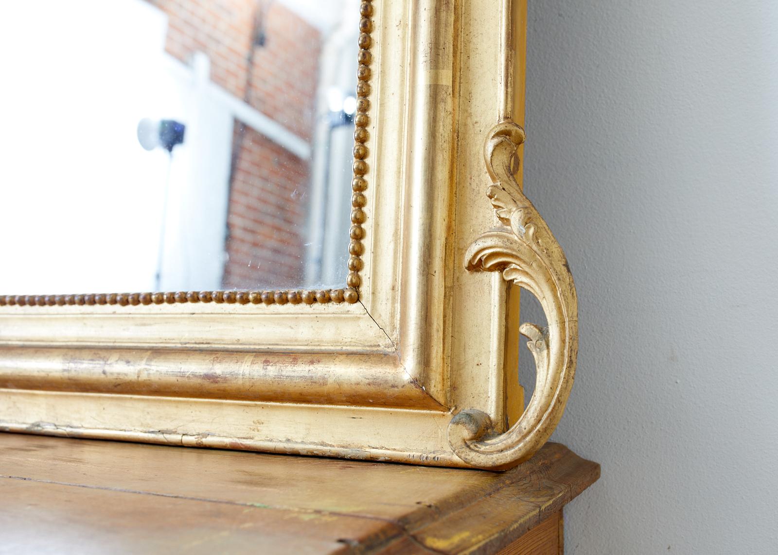 Gesso 19th Century French Louis Philippe Style Giltwood Mirror