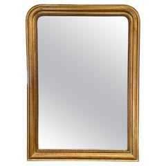 Antique 19th Century French Louis Philippe Style Giltwood Mirror with Greek Key Pattern