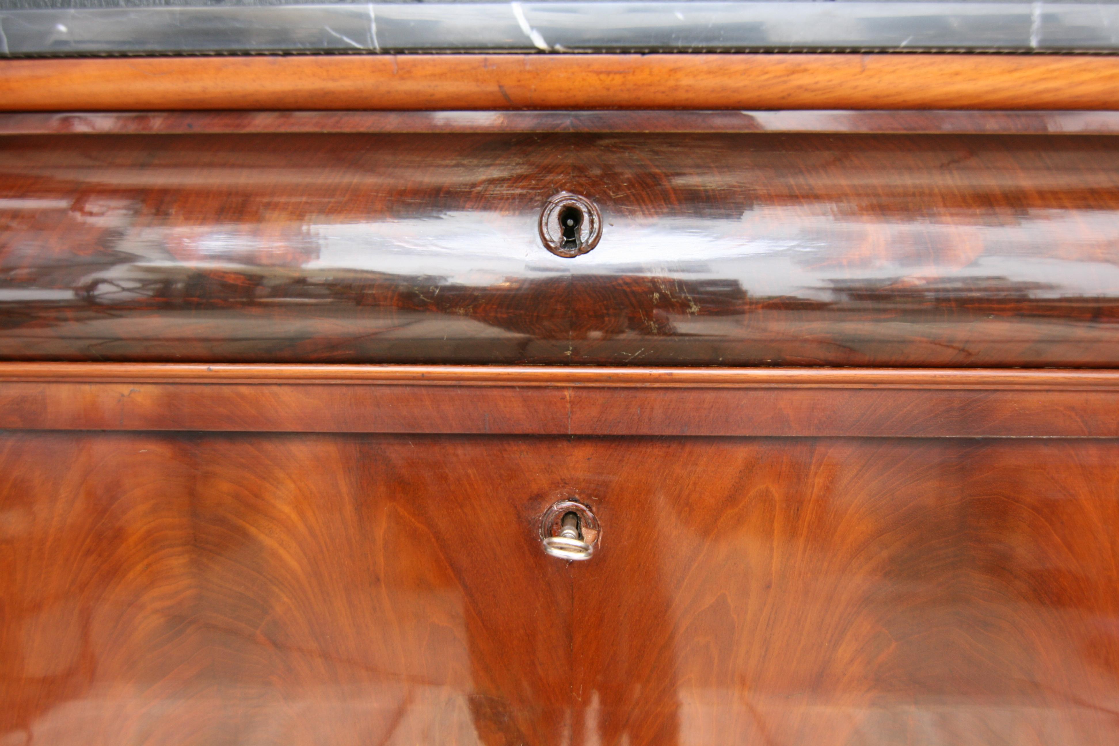 19th Century French Louis Philippe Style Mahogany Secretary with Marble Top 4