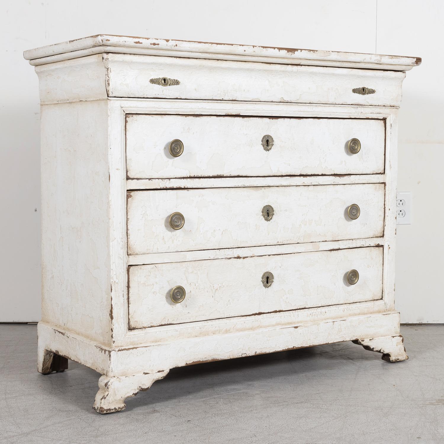 19th Century French Louis Philippe Style Painted Four Drawer Commode In Good Condition In Birmingham, AL