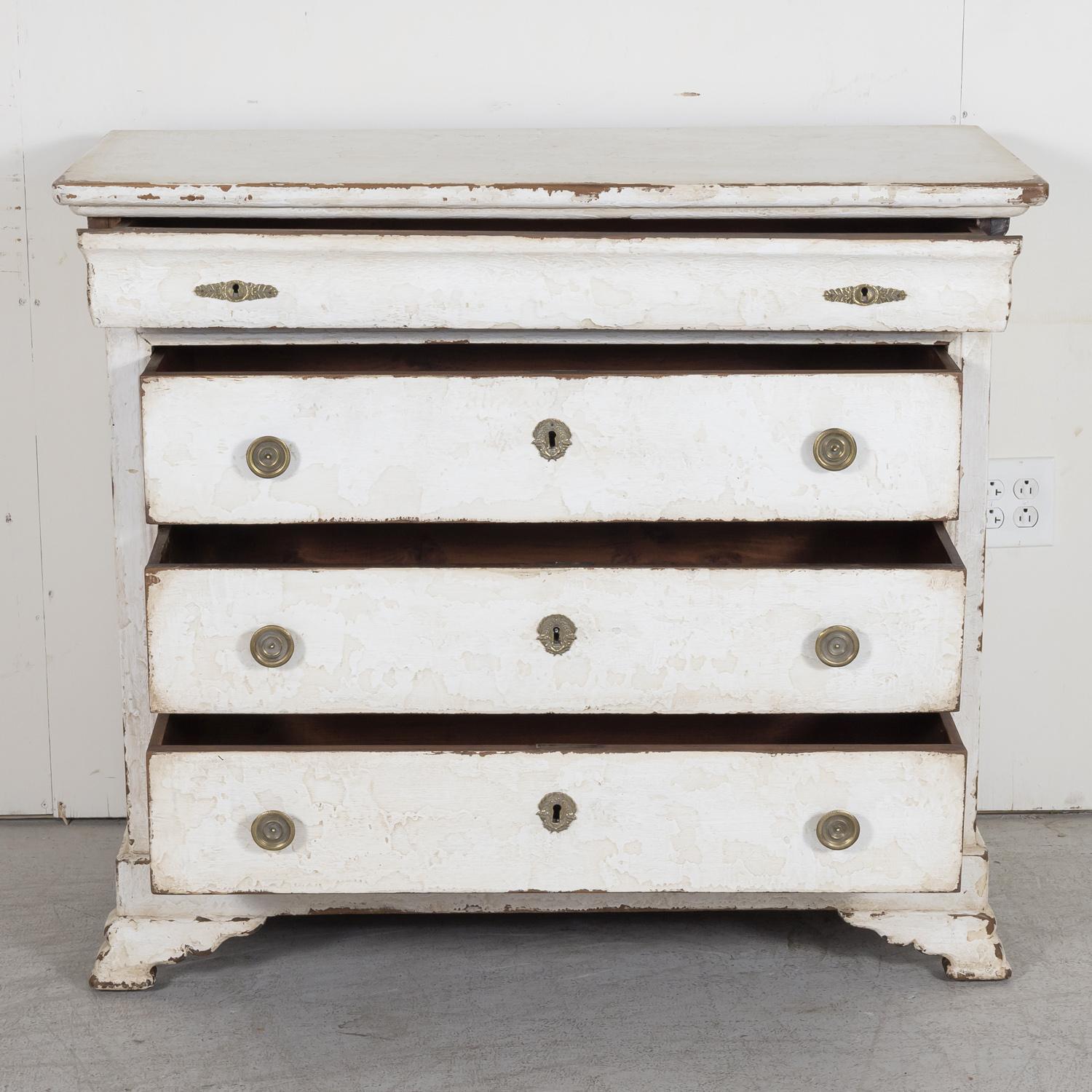 Late 19th Century 19th Century French Louis Philippe Style Painted Four Drawer Commode