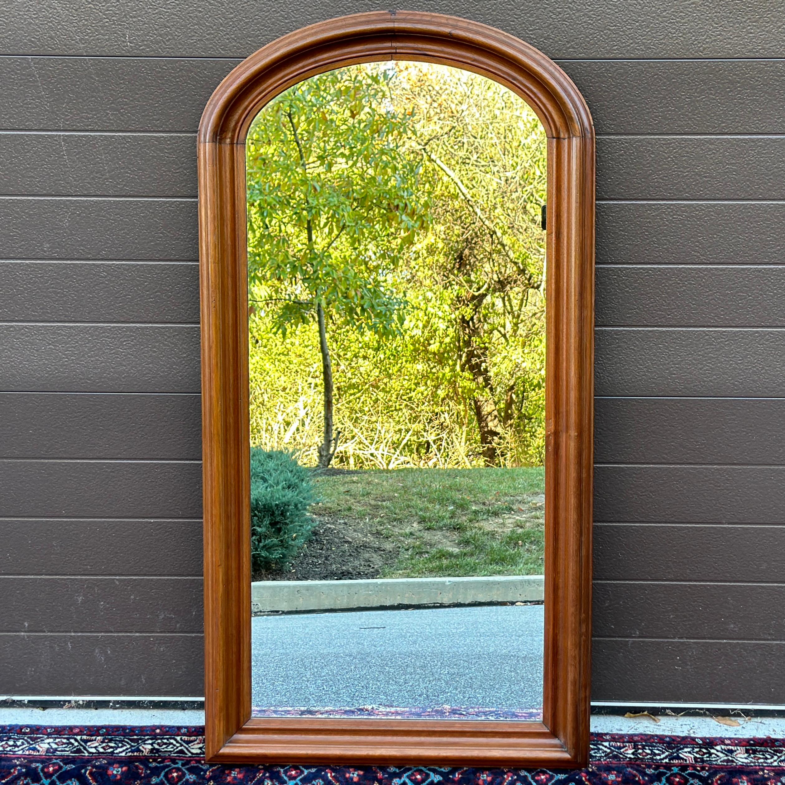 Antique Louis Philippe Solid Walnut Framed Tall Narrow Wall Mirror
The mirror and backing were replaced at some point.
We have added new heavy duty hangers on back that aren't shown in photographs.