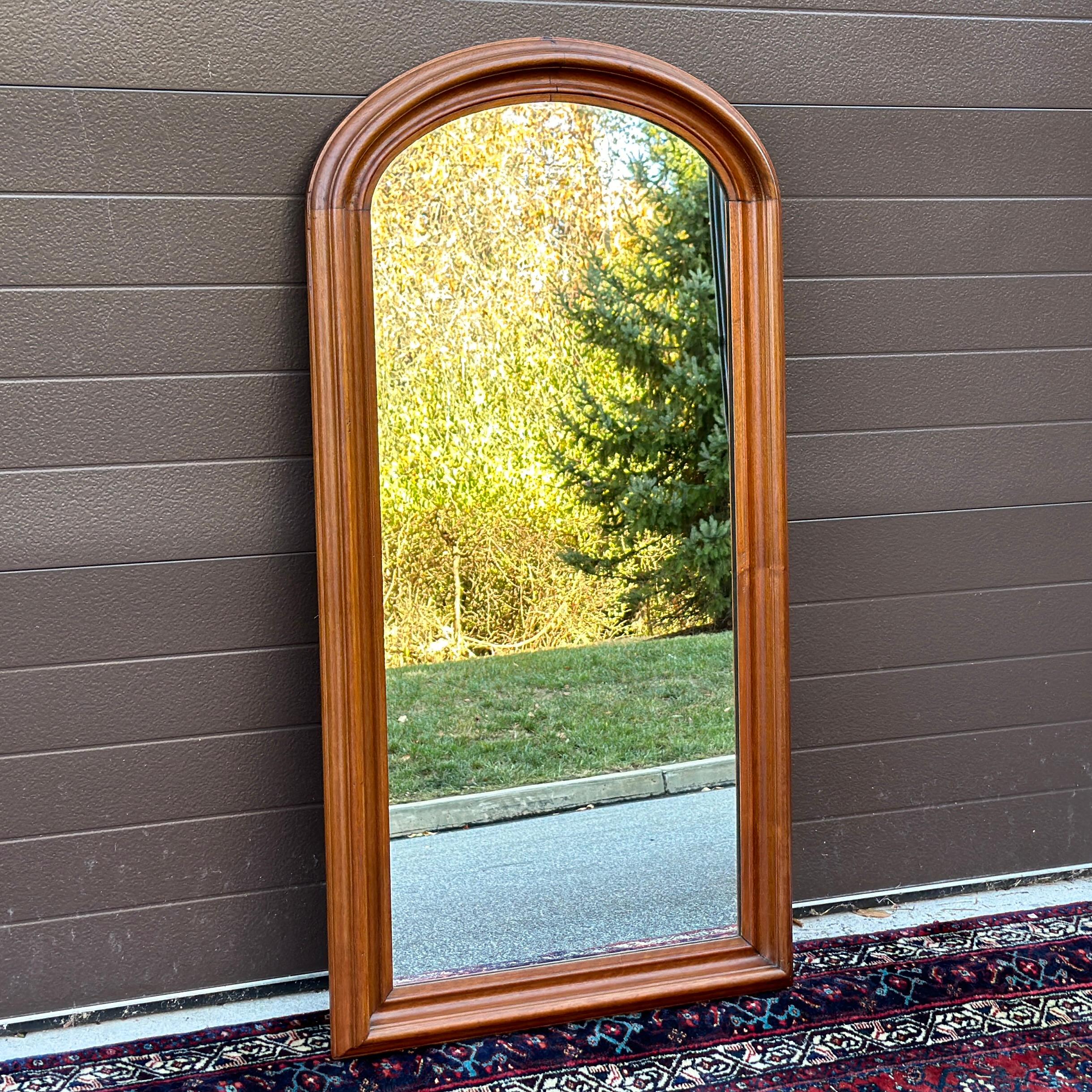 19th Century French Louis Philippe Style Solid Walnut Tall Narrow Wall Mirror 2