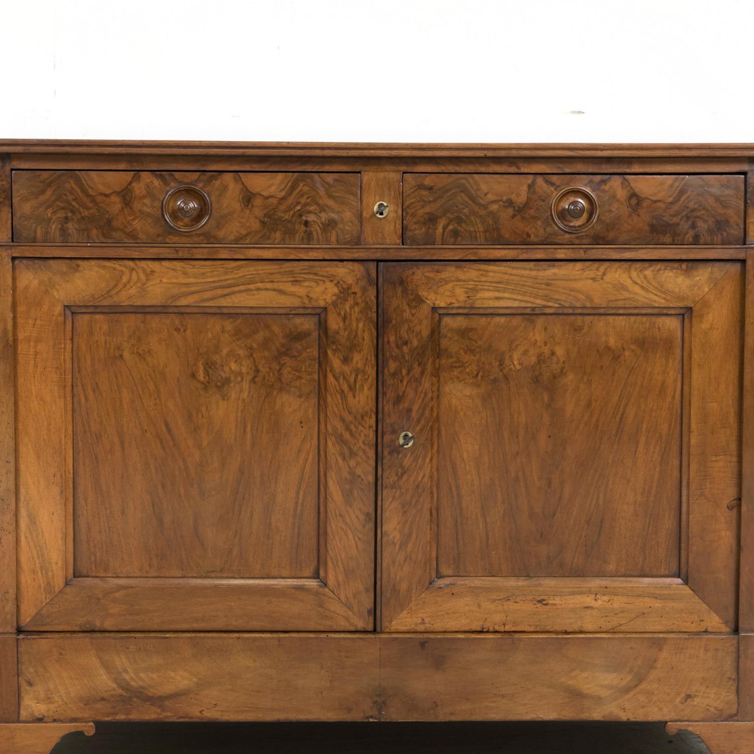 19th Century, French, Louis Philippe Style Walnut Buffet with Bookmatched Front 7