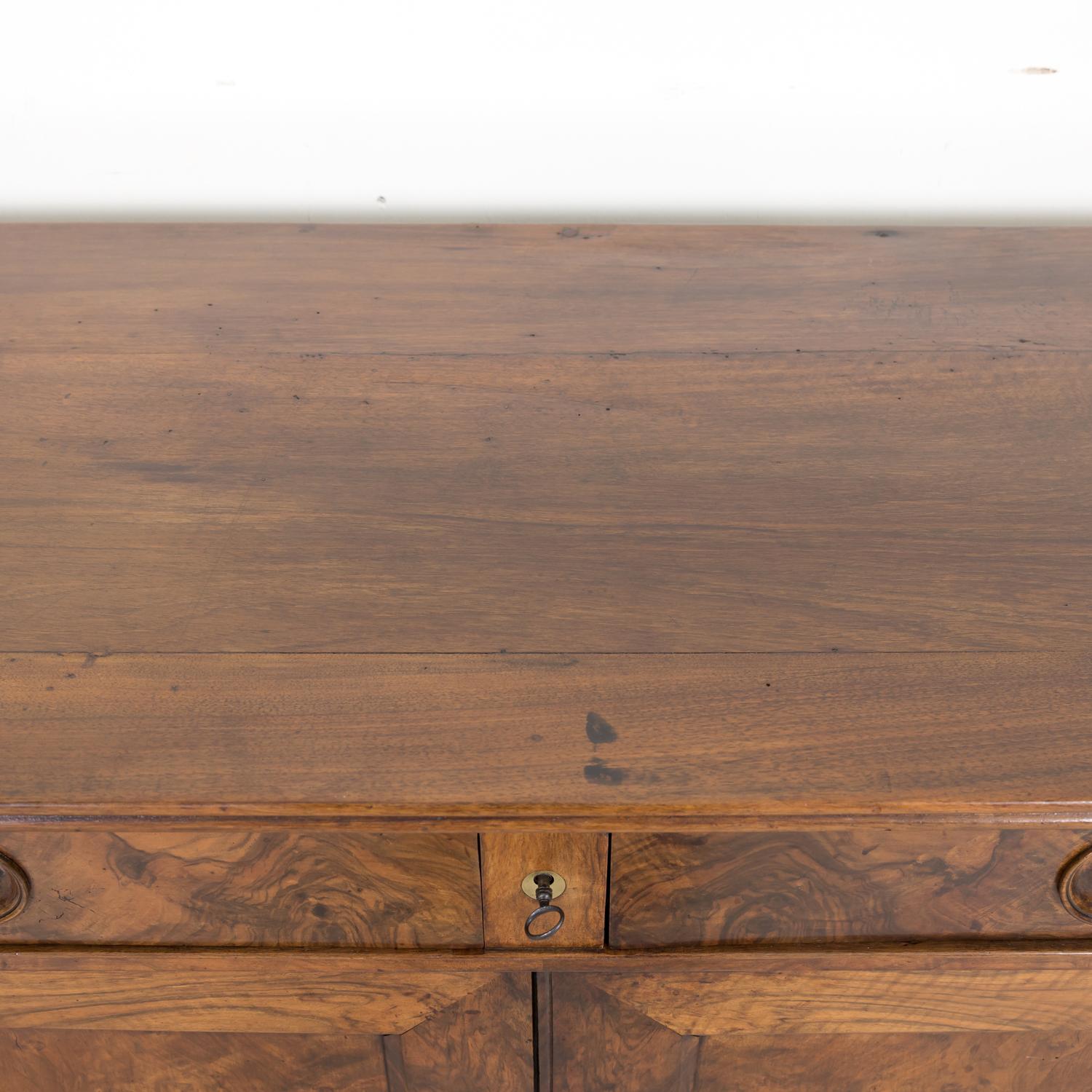 19th Century, French, Louis Philippe Style Walnut Buffet with Bookmatched Front 3