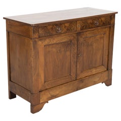 19th Century, French, Louis Philippe Style Walnut Buffet with Bookmatched Front