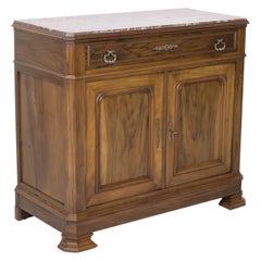19th Century French Louis Philippe Style Walnut Buffet with Inset Marble Top