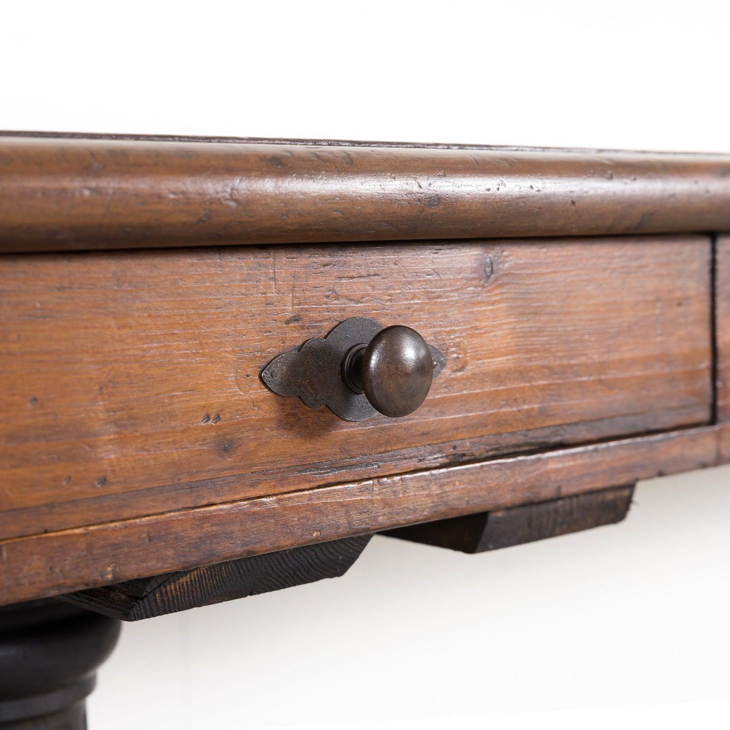 19th Century French Louis Philippe Style Walnut Console with Drawers For Sale 6