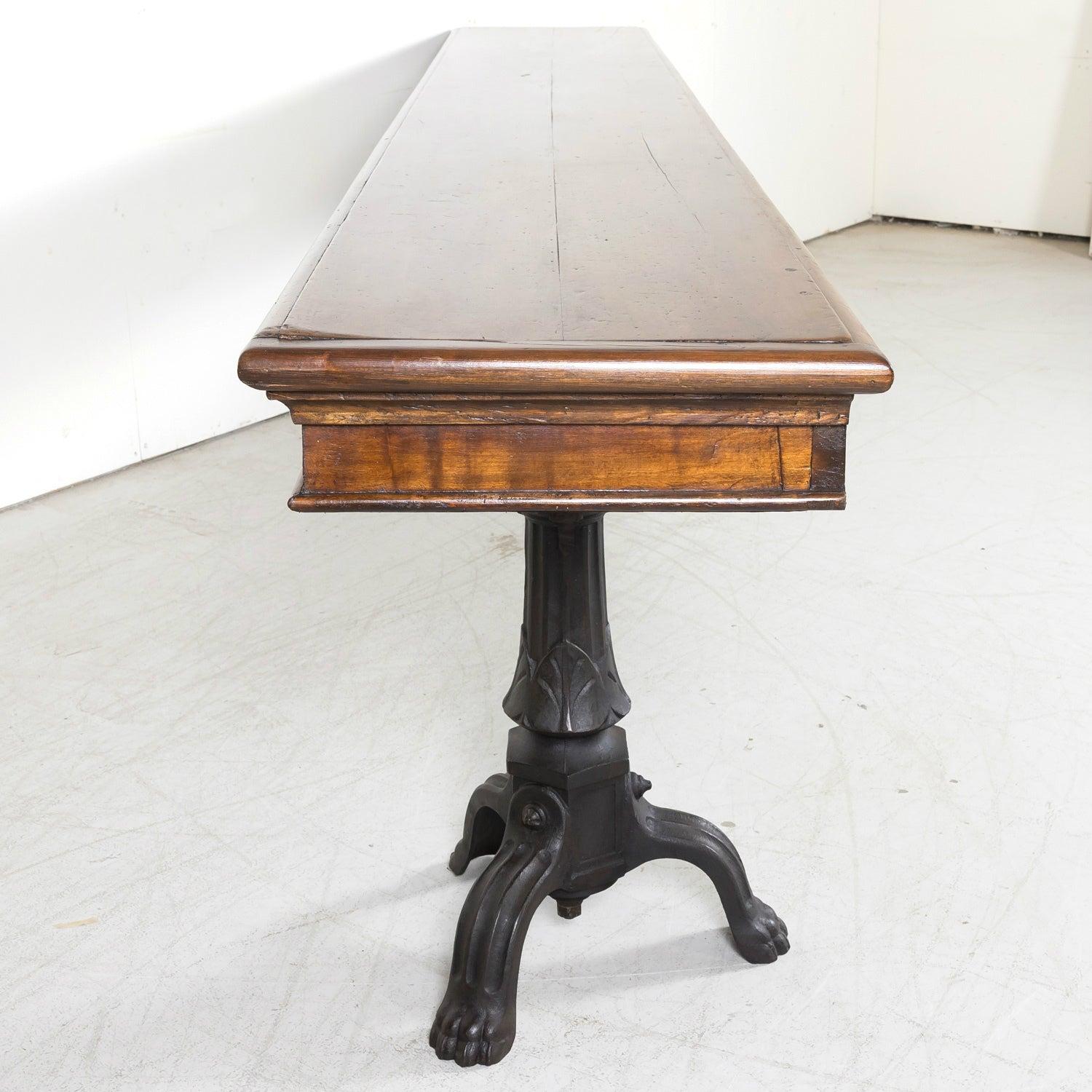 19th Century French Louis Philippe Style Walnut Console with Drawers For Sale 8