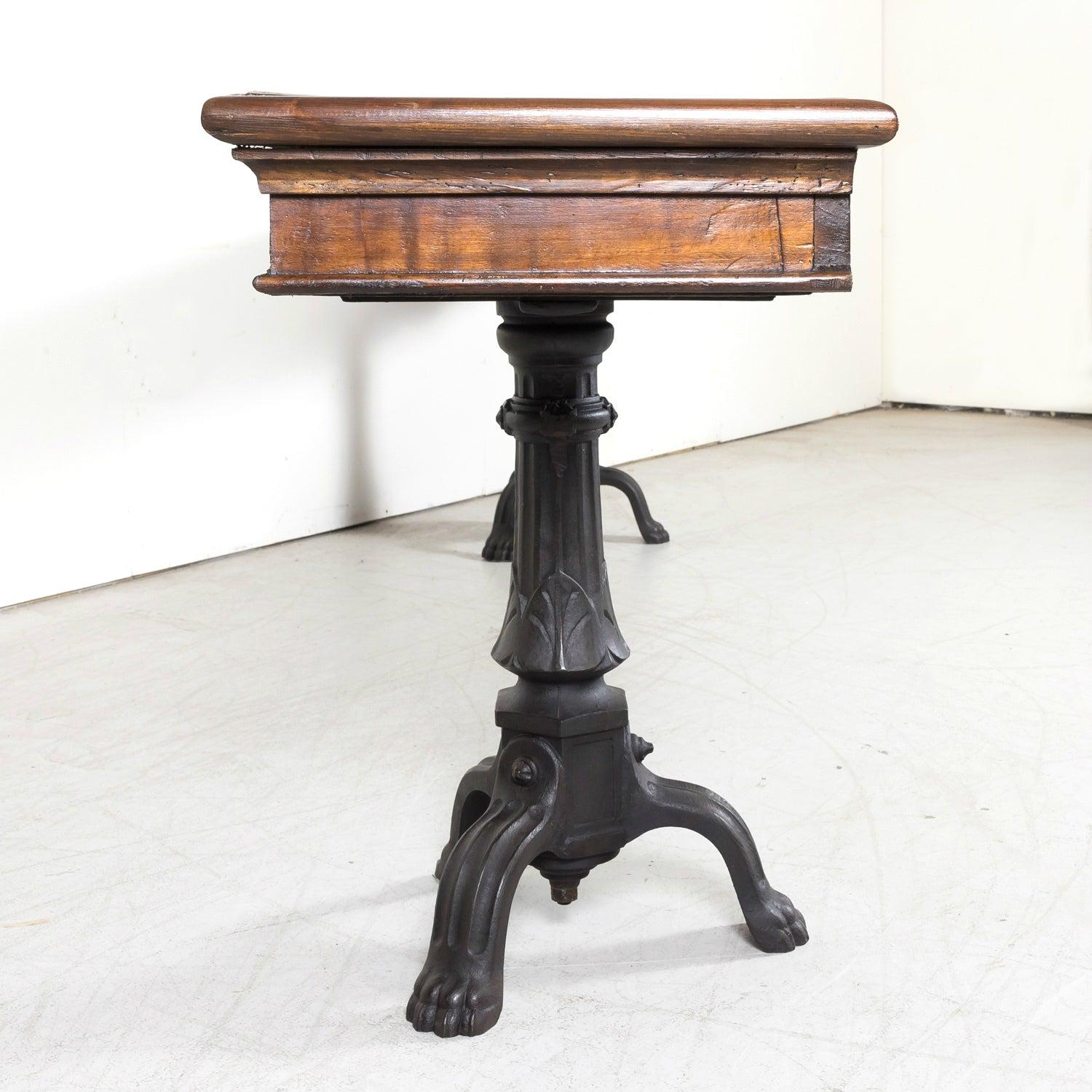 19th Century French Louis Philippe Style Walnut Console with Drawers For Sale 9