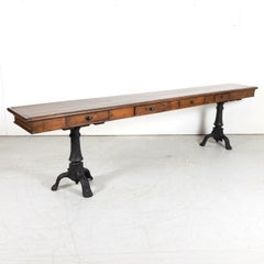 Consolle in legno di noce in stile Louis Philippe del XIX secolo con cassetti