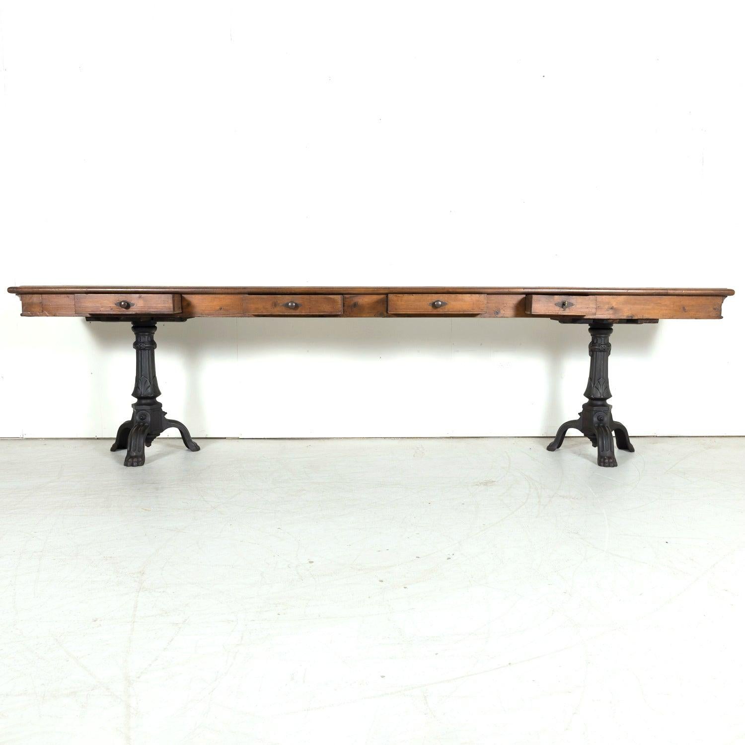 19th Century French Louis Philippe Style Walnut Console with Drawers For Sale 1