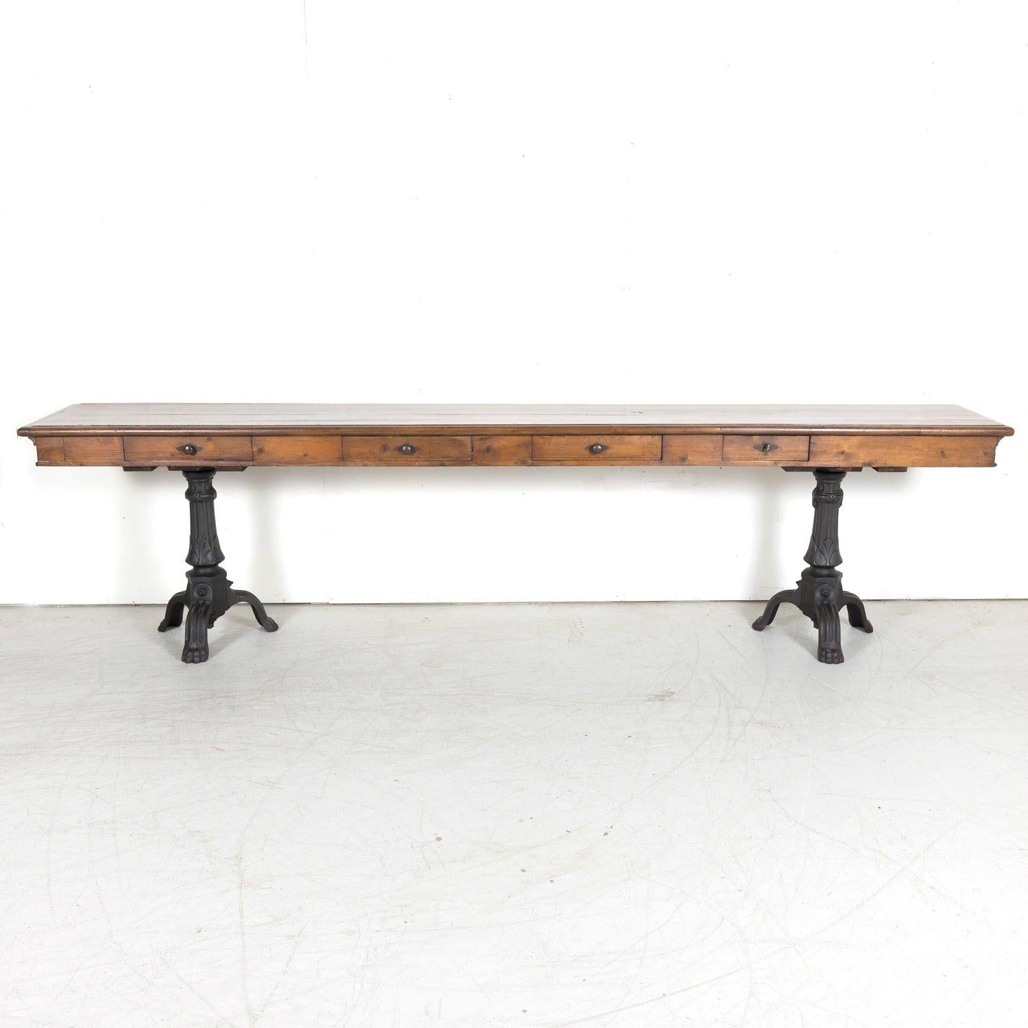 19th Century French Louis Philippe Style Walnut Console with Drawers For Sale 2