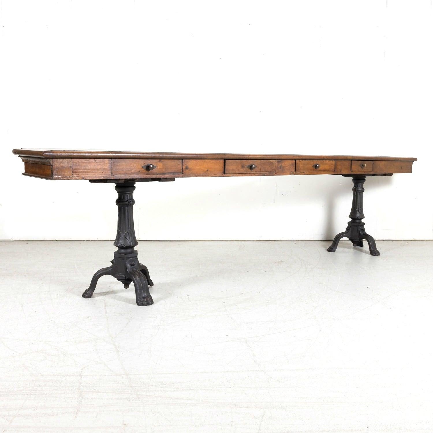 19th Century French Louis Philippe Style Walnut Console with Drawers For Sale 4