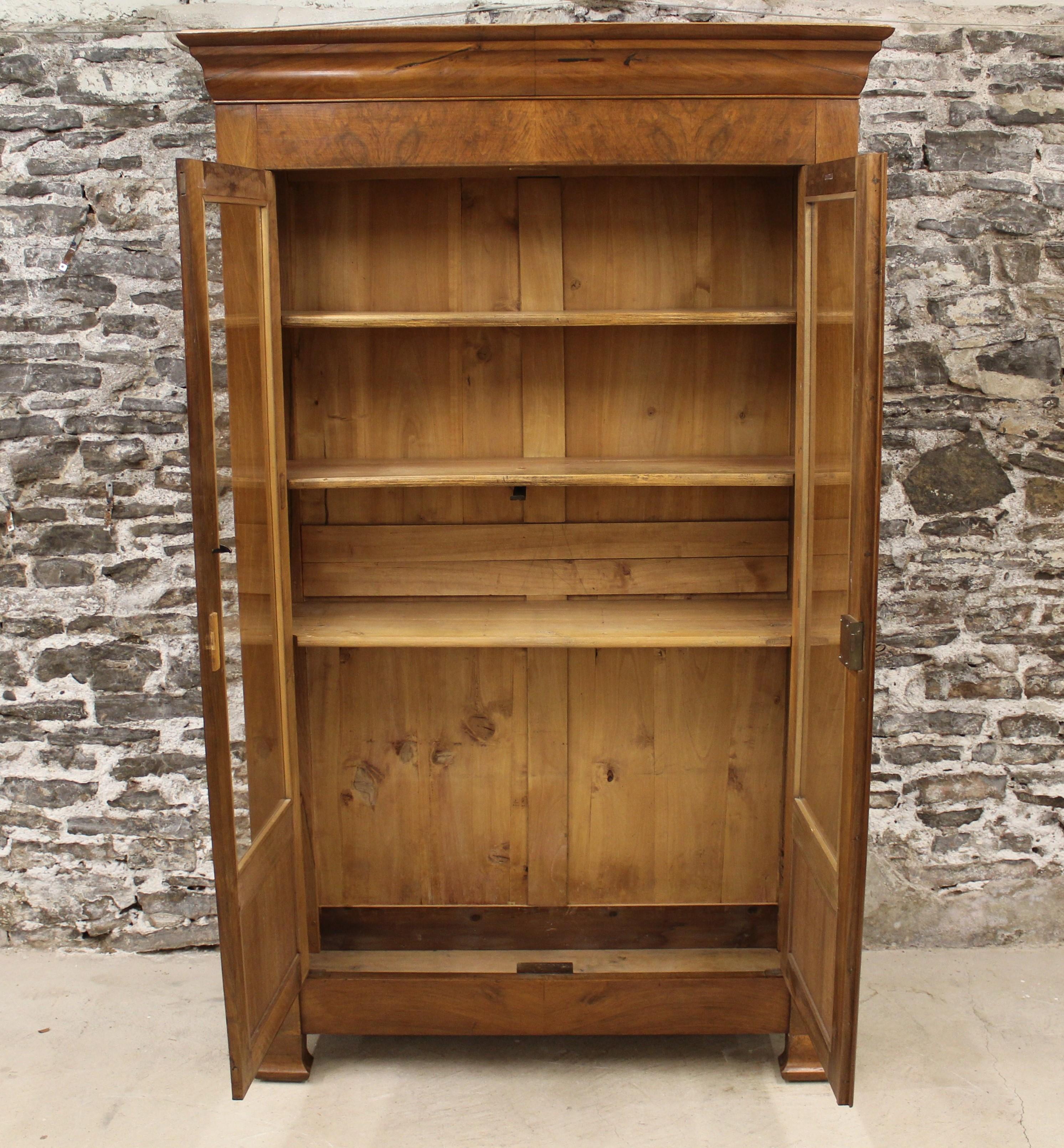 19th Century French Louis Philippe Style Walnut Library Armoire or Linen Press 6