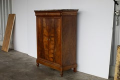 19th Century French Louis Philippe Tall Walnut Cabinet with Marble Top