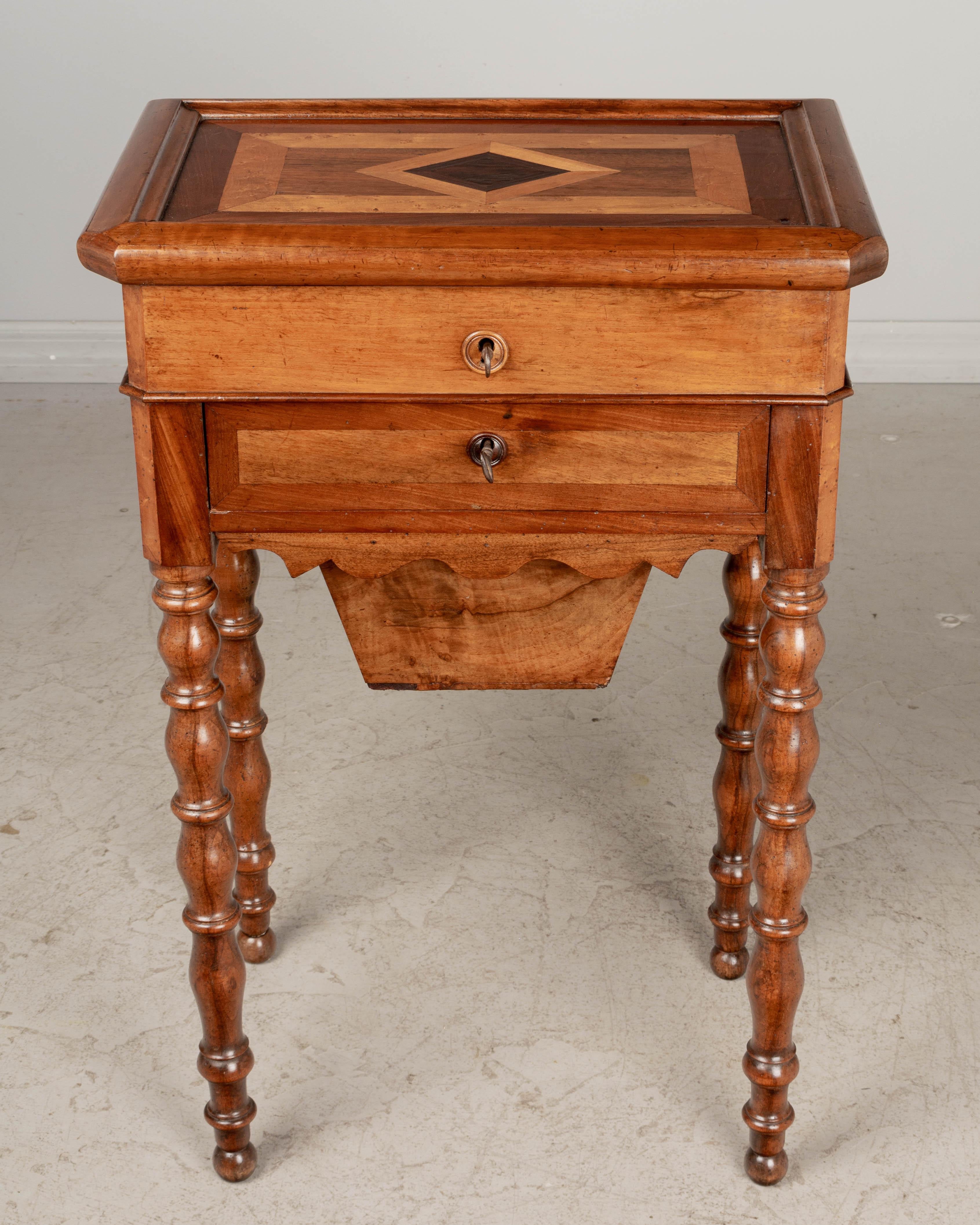 Walnut 19th Century French Louis Philippe Travailleuse or Side Table For Sale