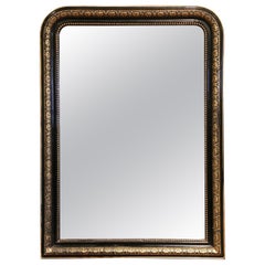 19th Century French Louis Philippe Two-Tone Gilt and Blackened Mirror